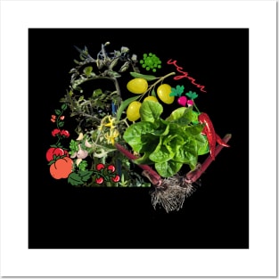 vegan lifestyle - live sustainably with vegetables and salad Posters and Art